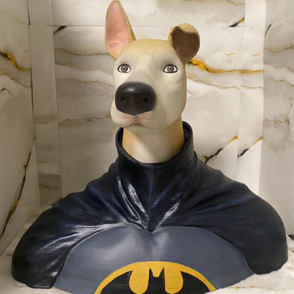 Busto superhéroe mascota pintado a mano - Imagen 2