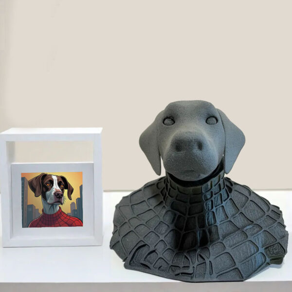 Busto mascota superhéroe efecto piedra
